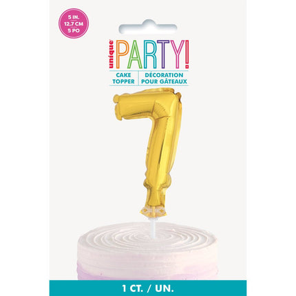 Taartopper Folie Ballon Cijfer 7 21cm van Unique koop je bij Partywinkel