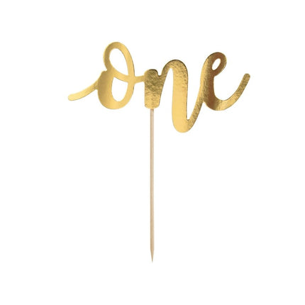 Taarttopper 1 Jaar Goud 19cm van Partydeco koop je bij Partywinkel