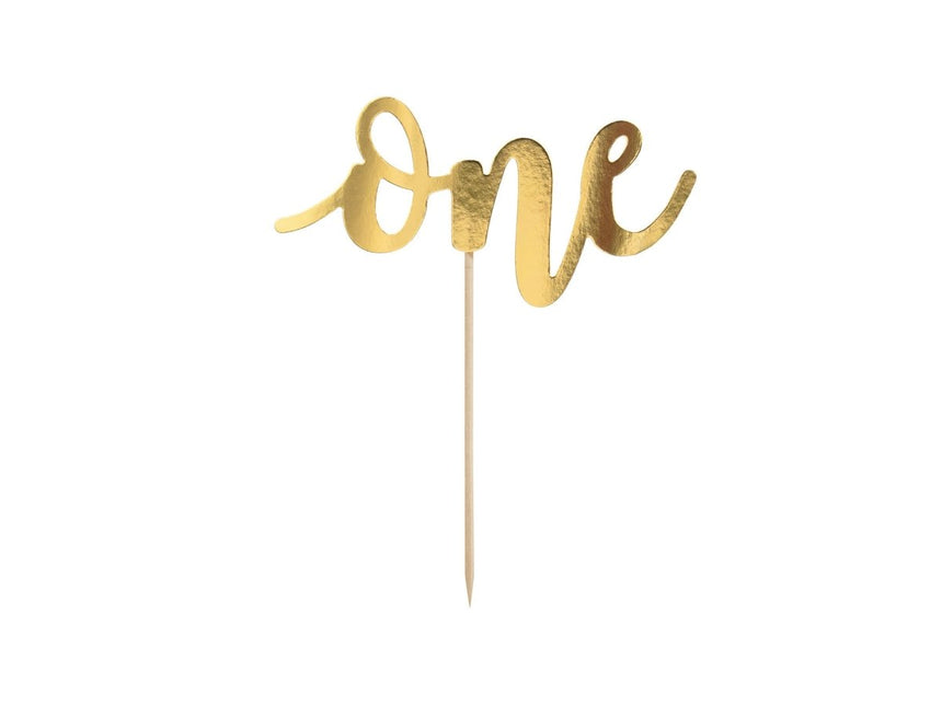Taarttopper 1 Jaar Goud 19cm van Partydeco koop je bij Partywinkel