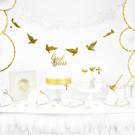 Taarttopper 1ste Communnie Goud 21cm van Partydeco koop je bij Partywinkel