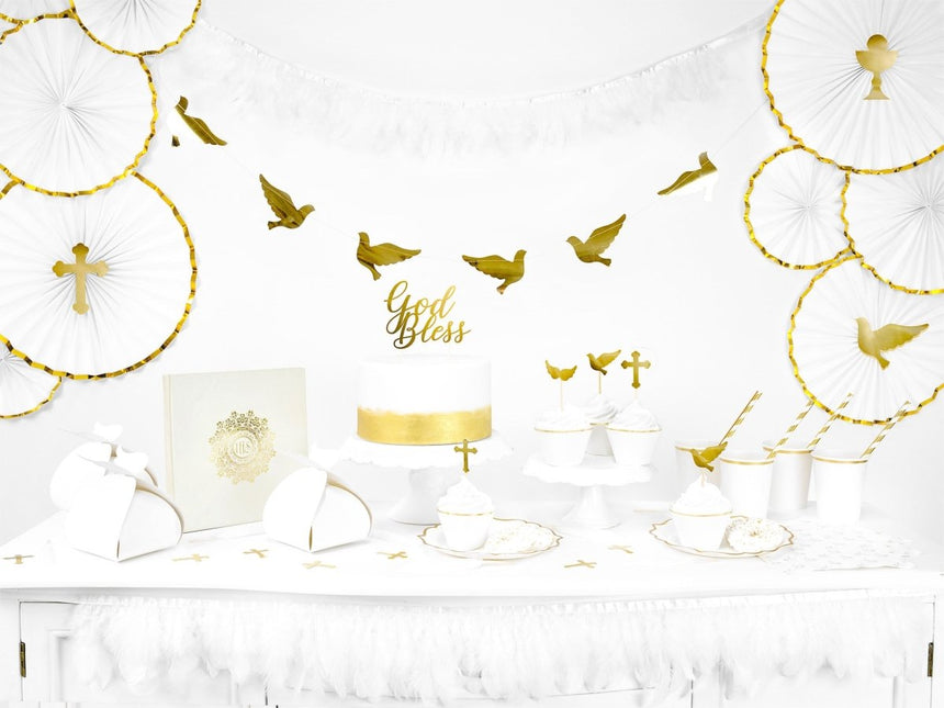 Taarttopper 1ste Communnie Goud 21cm van Partydeco koop je bij Partywinkel