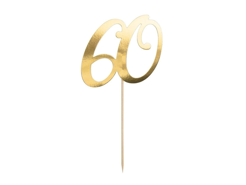 Taarttopper 60 Jaar Goud 21cm van Partydeco koop je bij Partywinkel