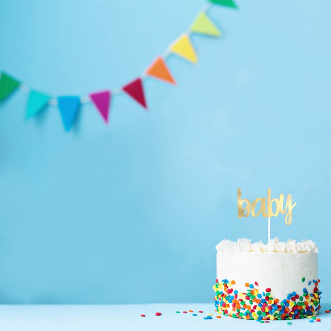 Taarttopper Baby Goud 15cm van Unique koop je bij Partywinkel