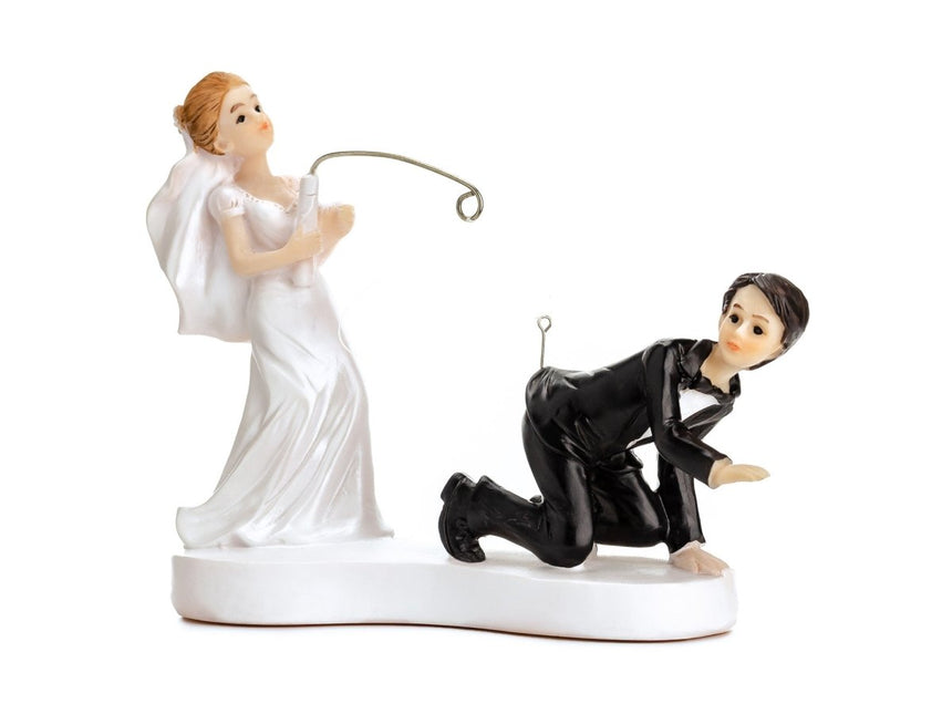 Taarttopper Bruiloft Bruidspaar Grappig Hengel 13cm van Partydeco koop je bij Partywinkel