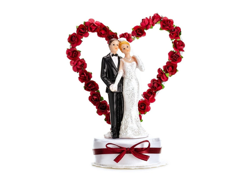 Taarttopper Bruiloft Bruidspaar Hart 16cm van Partydeco koop je bij Partywinkel