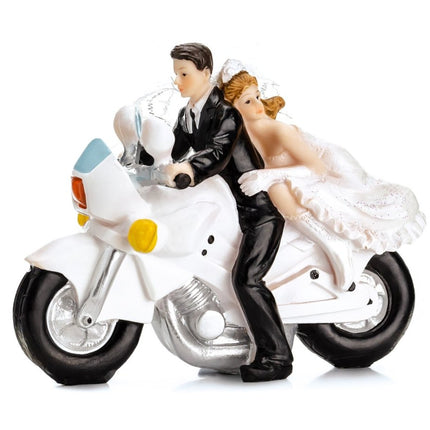 Taarttopper Bruiloft Bruidspaar Motor 11,5cm van Partydeco koop je bij Partywinkel