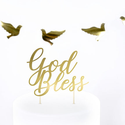 Taarttopper God Goud 27,5cm van Partydeco koop je bij Partywinkel