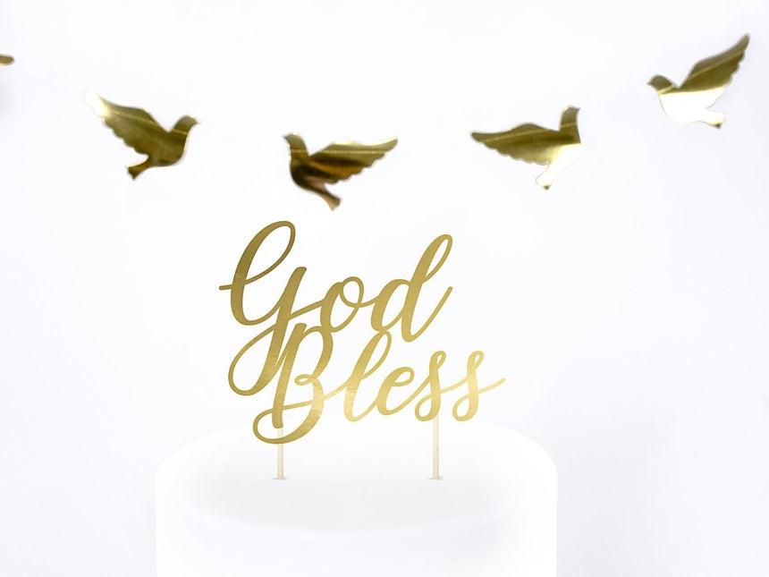 Taarttopper God Goud 27,5cm van Partydeco koop je bij Partywinkel