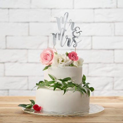 Taarttopper Happy Birthday Zilver 25,5cm van Partydeco koop je bij Partywinkel