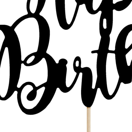 Taarttopper Happy Birthday Zwart 22,5cm van Partydeco koop je bij Partywinkel