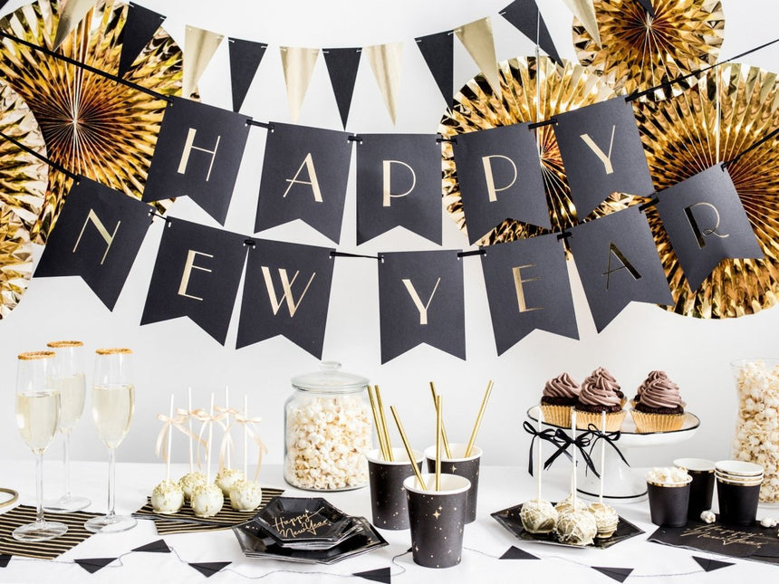 Taarttopper Happy New Year Goud 24cm van Partydeco koop je bij Partywinkel