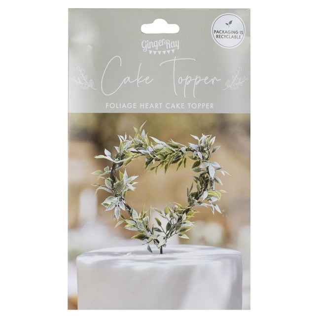 Taarttopper Hart Met Bladeren 12cm van Ginger Ray koop je bij Partywinkel