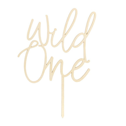 Taarttopper Wild One Hout 22cm van Partydeco koop je bij Partywinkel