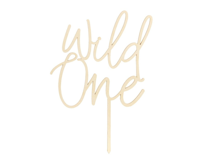 Taarttopper Wild One Hout 22cm van Partydeco koop je bij Partywinkel