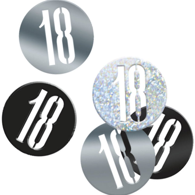 Tafelconfetti 18 Jaar Zwart 14gr van Unique koop je bij Partywinkel