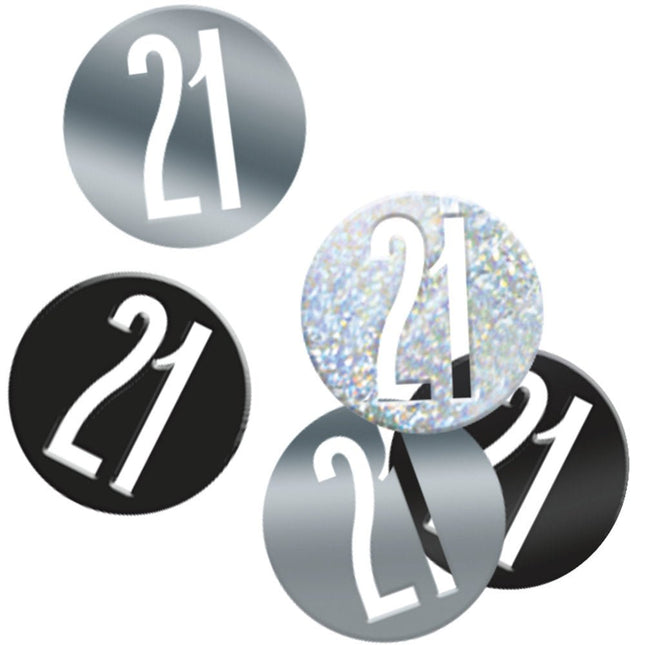 Tafelconfetti 21 Jaar Zwart 14gr van Unique koop je bij Partywinkel