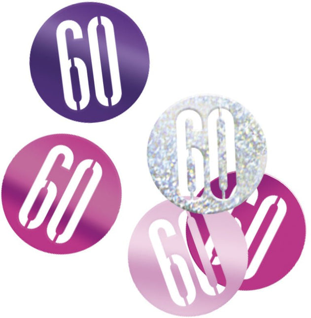Tafelconfetti 60 Jaar Roze 14gr van Unique koop je bij Partywinkel