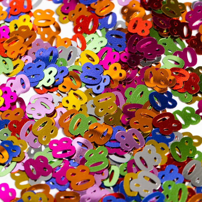 Tafelconfetti 80 Jaar Gekleurd van WeFiesta koop je bij Partywinkel
