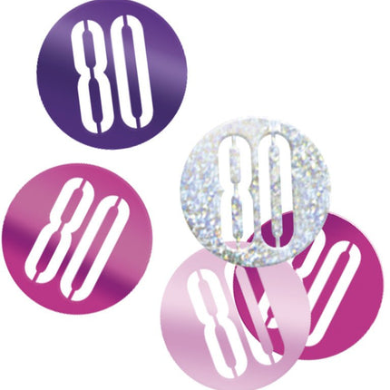 Tafelconfetti 80 Jaar Roze 14gr van Unique koop je bij Partywinkel