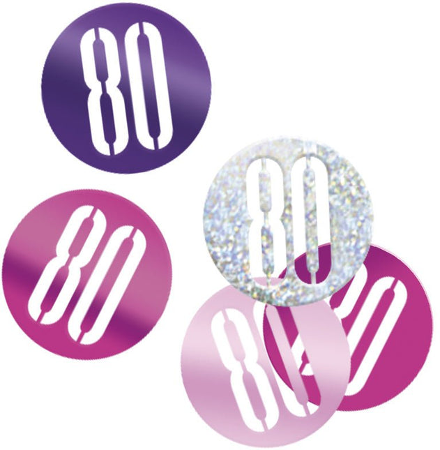 Tafelconfetti 80 Jaar Roze 14gr van Unique koop je bij Partywinkel