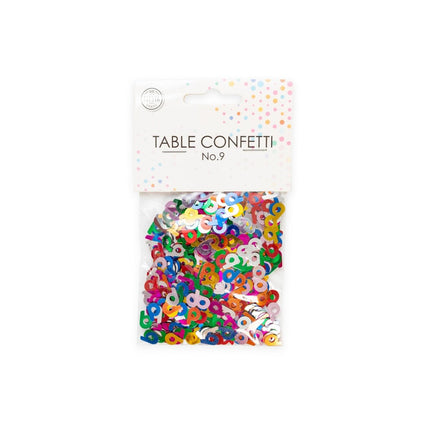 Tafelconfetti 9 Jaar Gekleurd van WeFiesta koop je bij Partywinkel