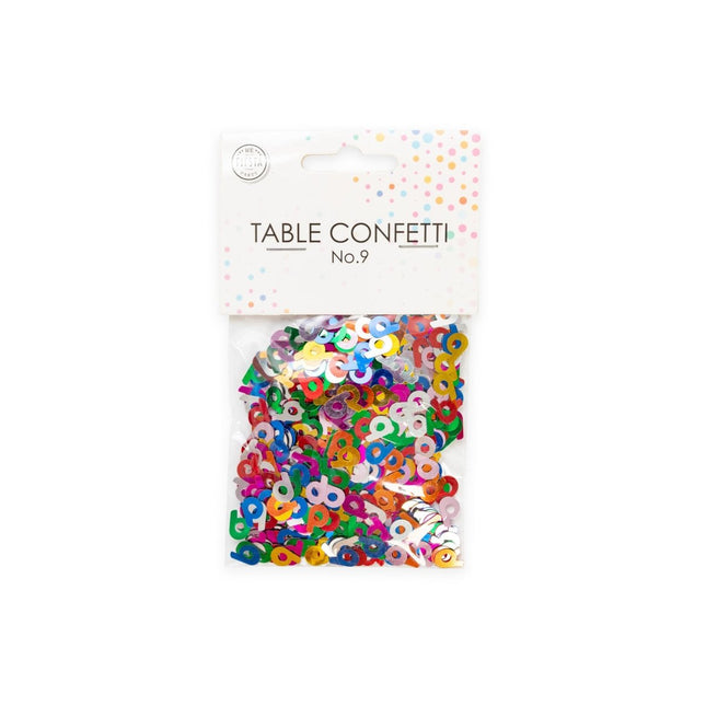 Tafelconfetti 9 Jaar Gekleurd van WeFiesta koop je bij Partywinkel