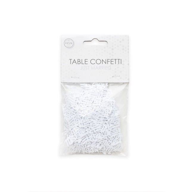 Tafelconfetti Just Married Wit van WeFiesta koop je bij Partywinkel