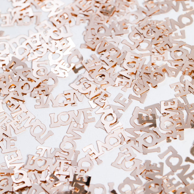 Tafelconfetti Love Rose Goud van WeFiesta koop je bij Partywinkel