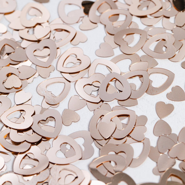 Tafelconfetti Open Hartjes Rose Goud van WeFiesta koop je bij Partywinkel