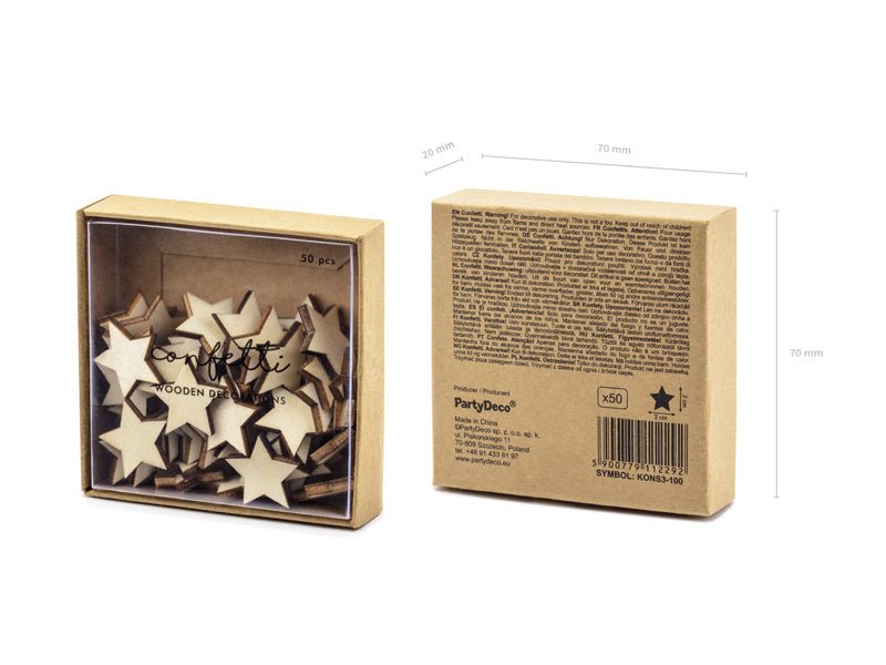 Tafeldecoratie Sterren Hout 2cm 50st van Partydeco koop je bij Partywinkel