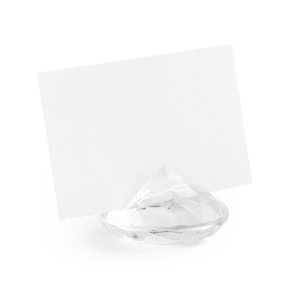 Tafelkaarthouder Doorzichtig Diamant 4cm 10st van Partydeco koop je bij Partywinkel