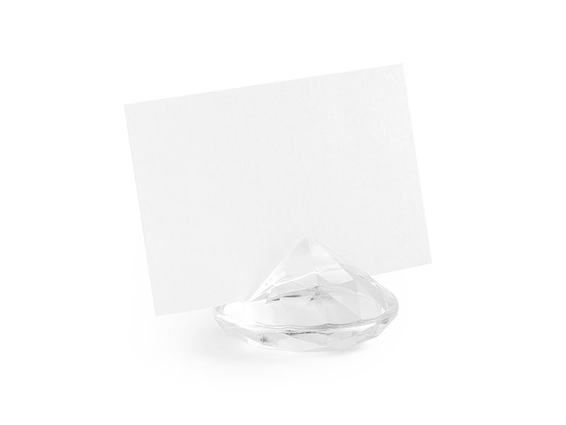 Tafelkaarthouder Doorzichtig Diamant 4cm 10st van Partydeco koop je bij Partywinkel