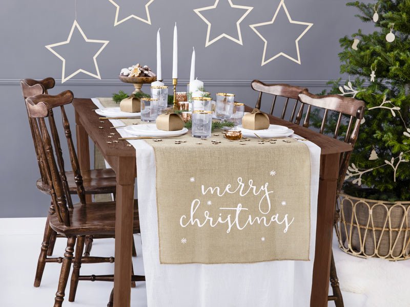 Tafelloper Merry Christmas 2,5m van Partydeco koop je bij Partywinkel