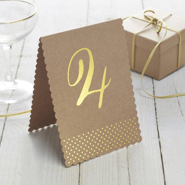 Tafelnummers Bruin/Goud 12st van Ginger Ray koop je bij Partywinkel