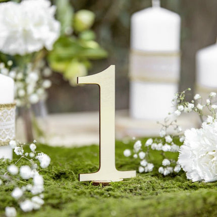 Tafelnummers Hout 10,5cm 10st van Partydeco koop je bij Partywinkel