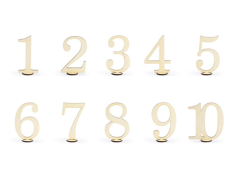 Tafelnummers Hout 10,5cm 10st van Partydeco koop je bij Partywinkel