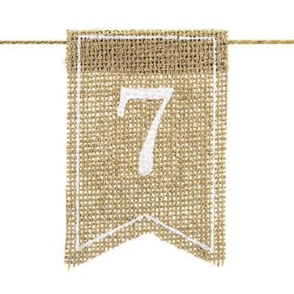 Tafelnummers Jute 10,5cm 20st van Partydeco koop je bij Partywinkel