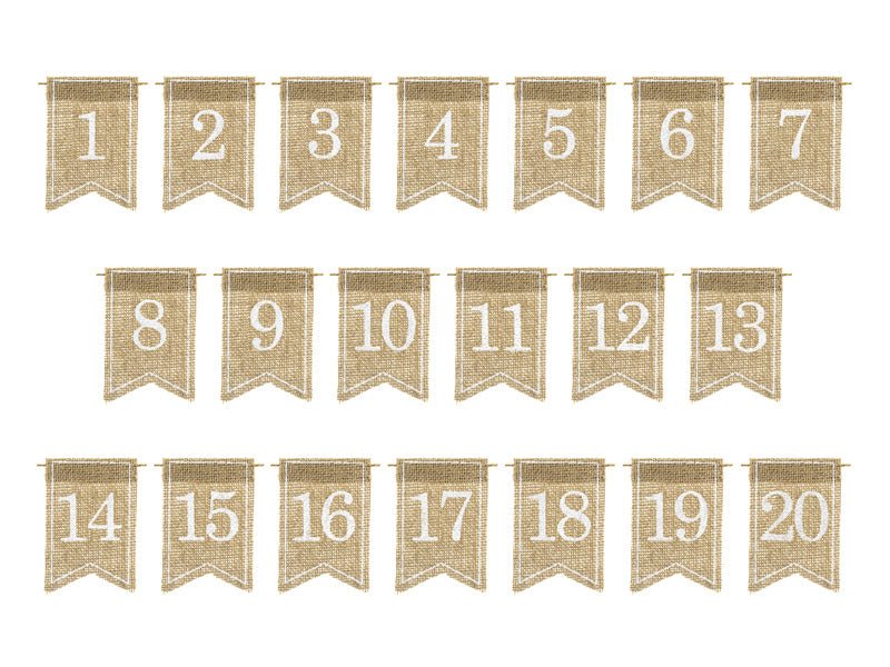 Tafelnummers Jute 10,5cm 20st van Partydeco koop je bij Partywinkel