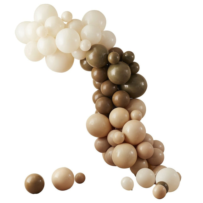 Taupe Bruin Perzik Ballonnenboog Waaiers DIY Set van Ginger Ray koop je bij Partywinkel