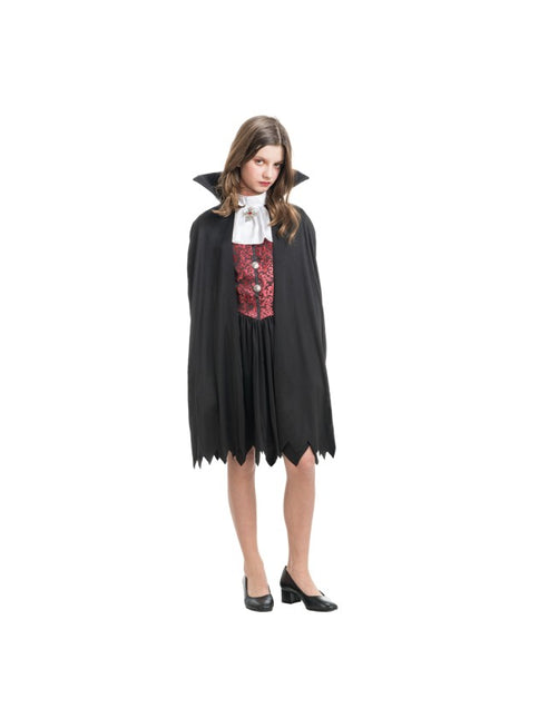 Theodora Vampire Costume for Girls, Black and Red