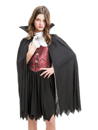 Theodora Vampire Costume for Girls, Black and Red