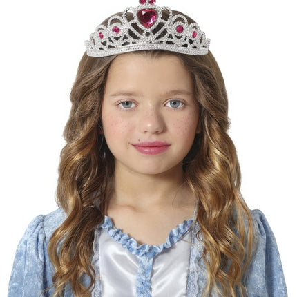 Tiara Zilver Meisje Met Blauw Diamanten Kind van Fiestas Guirca koop je bij Partywinkel