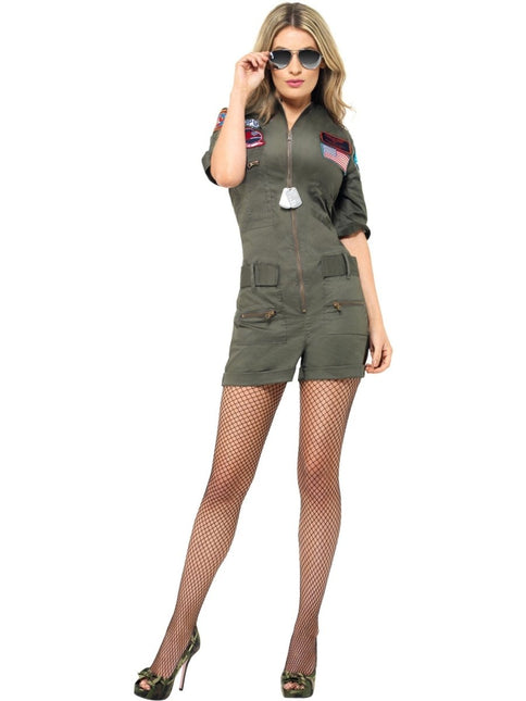 Top Gun Aviator Kostuum, groen van Smiffys koop je bij Partywinkel
