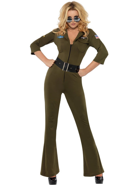 Top Gun Aviator Kostuum, Groen van Smiffys koop je bij Partywinkel