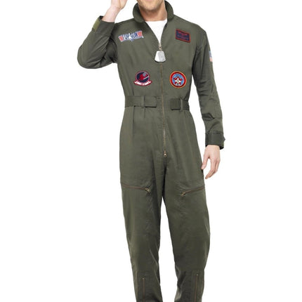 Top Gun Deluxe Heren Kostuum, groen van Smiffys koop je bij Partywinkel