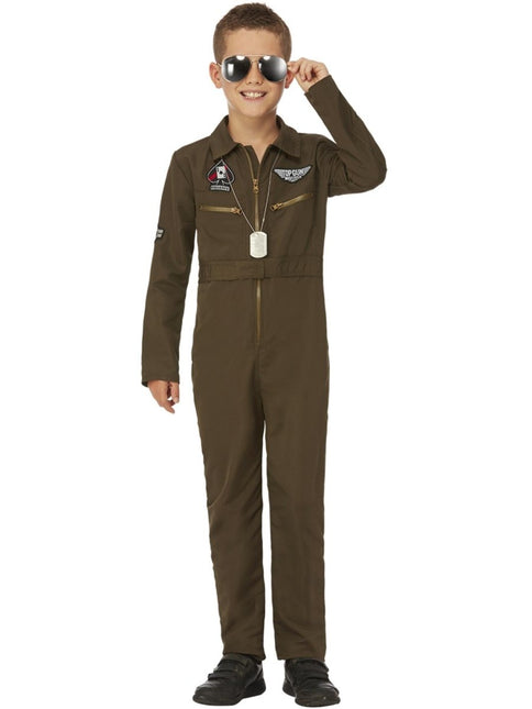 Top Gun Maverick Kinder Aviator Kostuum, groen van Smiffys koop je bij Partywinkel