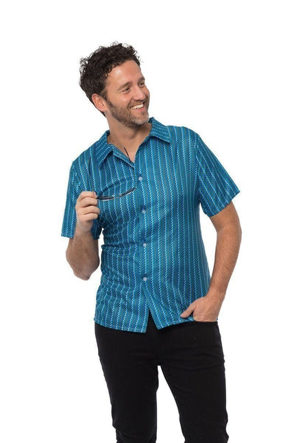 Tshirt Jaren 70 Blauw van Partychimp koop je bij Partywinkel