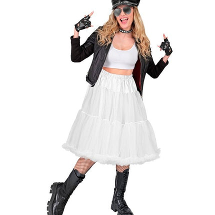 Tule Rok met Plooien/petticoat 65cm wit van Widmann koop je bij Partywinkel