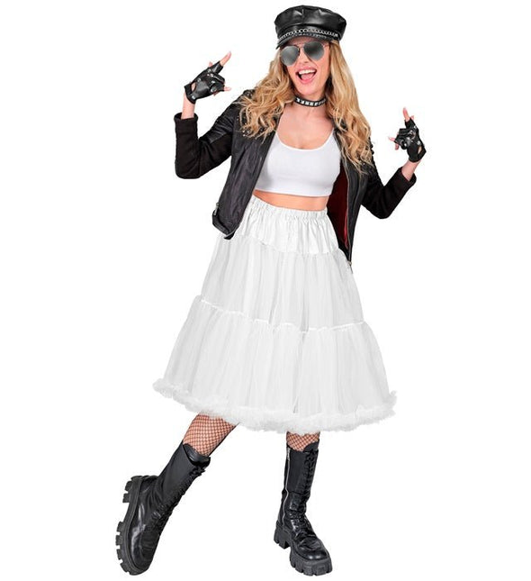 Tule Rok met Plooien/petticoat 65cm wit van Widmann koop je bij Partywinkel