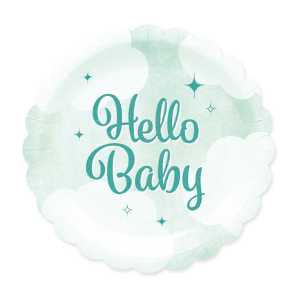 Turquoise Borden Hello Baby 19cm van WeFiesta koop je bij Partywinkel